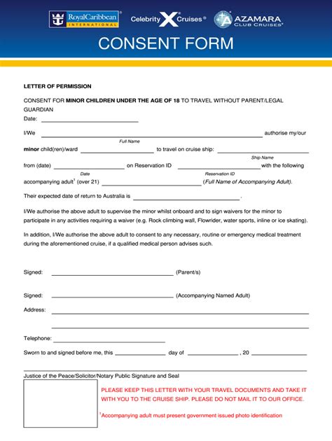 royal caribbean parental consent form Kingly Caribbean's Parental Trip Consent Form gives a infant what features not reached the age of majority a rights to travel on one cruise ship absence parents